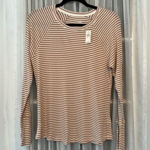 Offline by Aerie Brown and White Striped Long Sleeve Tee